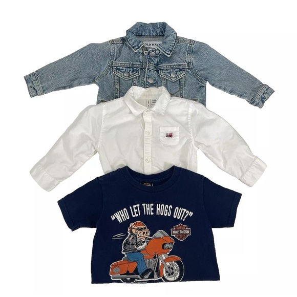 Harley-Davidson Other - Harley Davidson Janie & Jack Old Navy Size 12-24 Months Toddler Boy 3-PC Bundle
